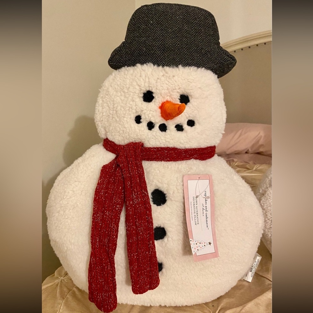 Cupcakes and Cashmere Snowman Pillow